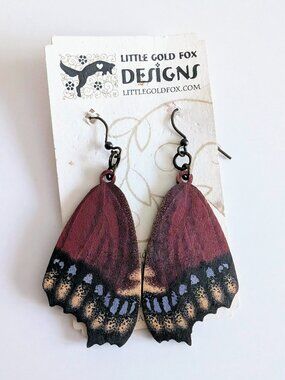 Mourning Cloak Butterfly Printed Wood Earring